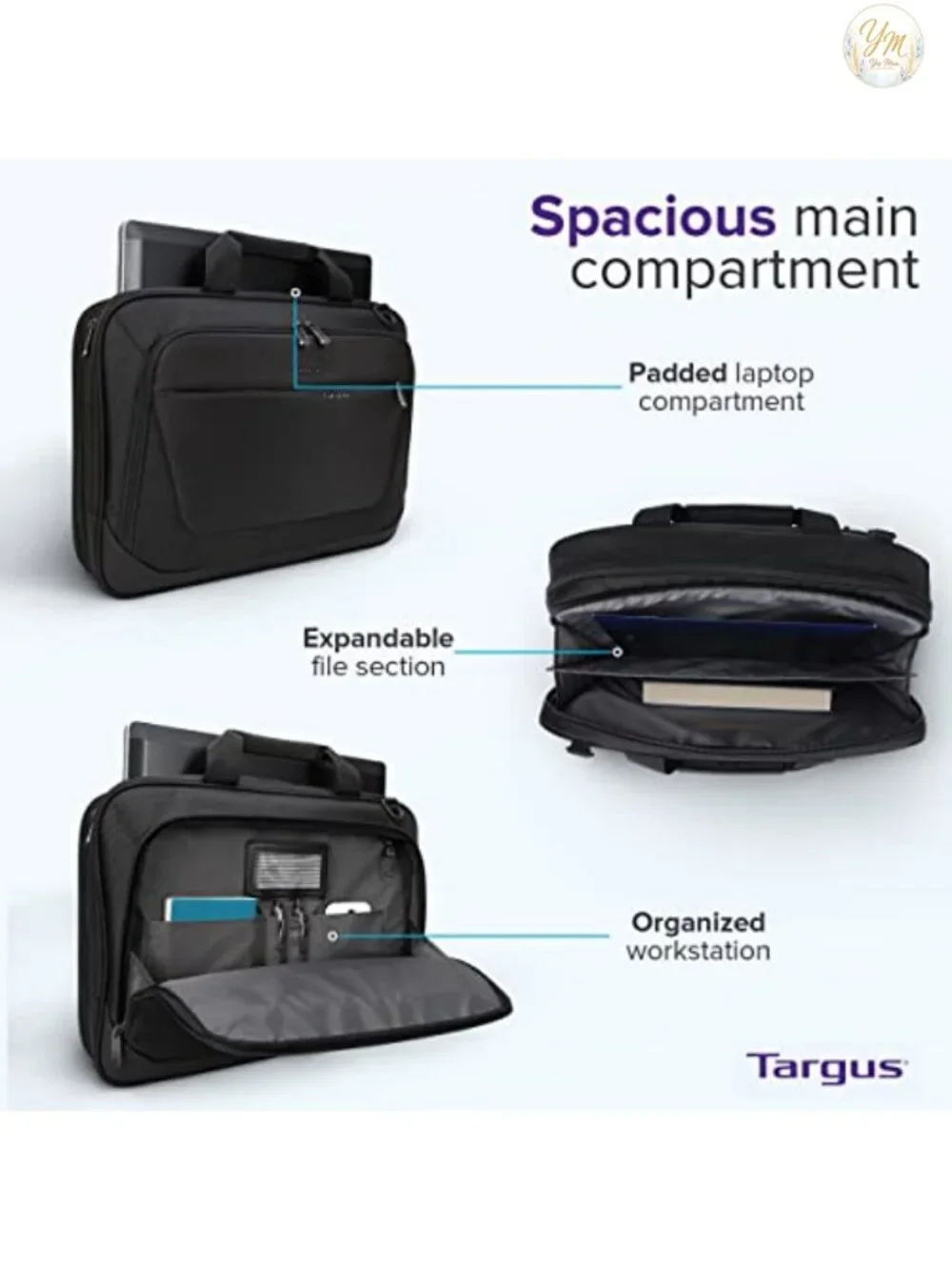 Laptop Briefcase Shoulder Messenger Bag for 15.6-Inch, Polyester, Padded Strap